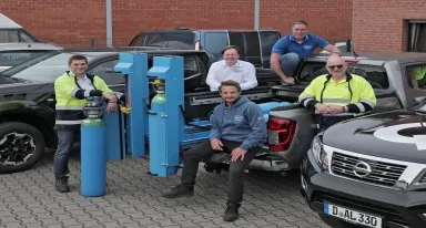 Die Air Liquide Schweiß-Experten sind mit den neuen Qlixbi-Taxis on Tour.